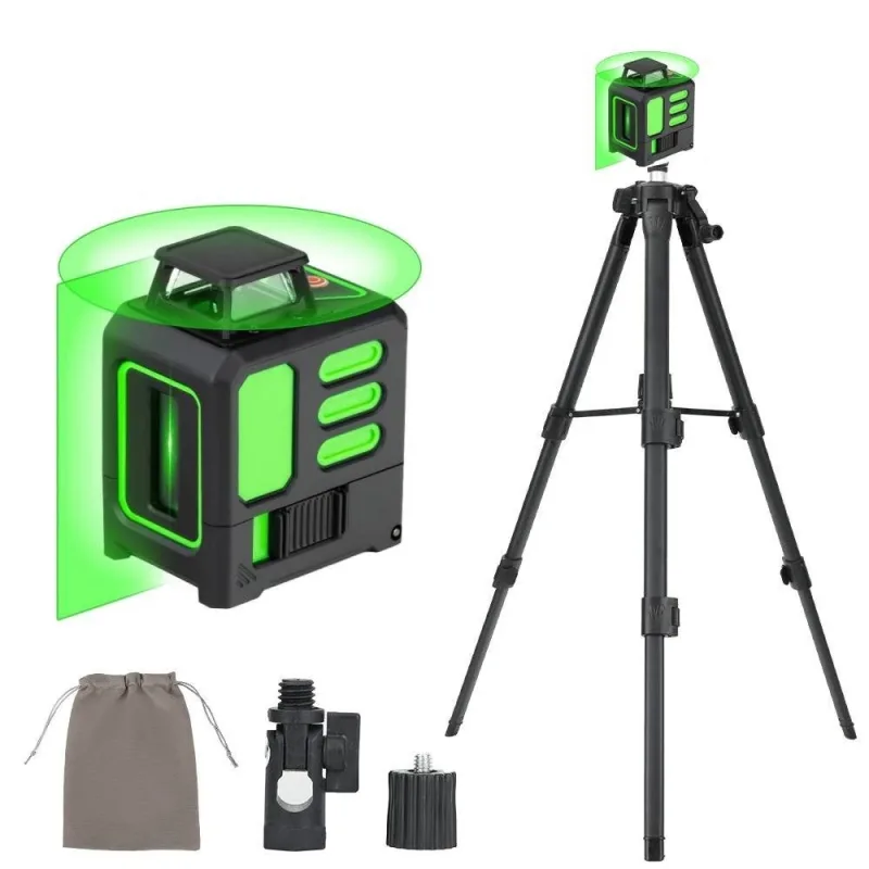 Nivel láser de 2 líneas, nivel láser con trípode, mini nivel, infrarrojo de alta precisión, nivelación automática, incluye estuche de transporte.