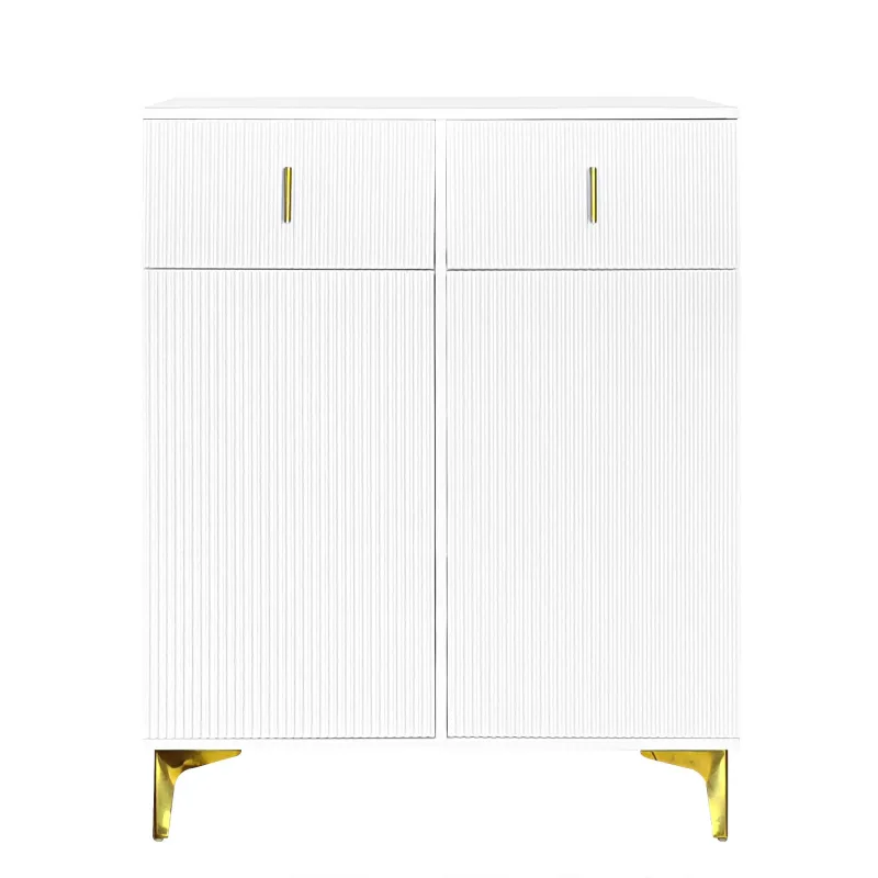 Parrot uncle mueble auxiliar y zapatero elegante con cajones y estantes ajustables, detalles dorados, ideal para entrada o salón