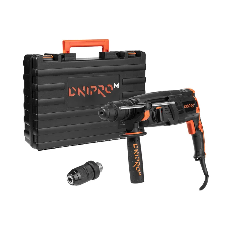 Martillo perforador 950w dnipro‑m. 3.2j, sds plus, 3 modos.taladro percutor 0–1000 rpm. con portabrocas y maletín. rh‑12q