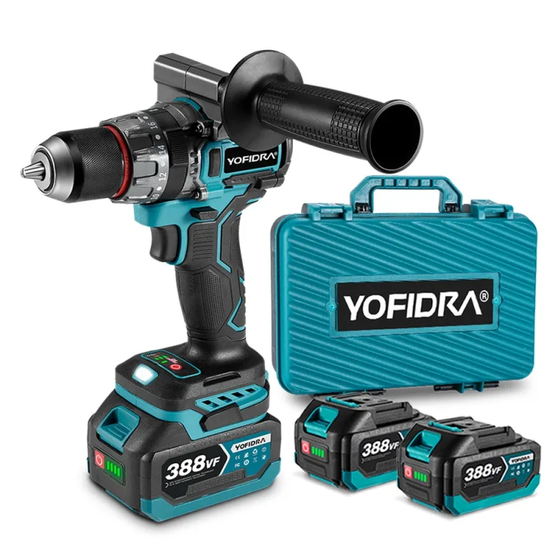 Taladro atornillador de impacto inalámbrico 3 en 1 20+3 taladro sin escobillas martillo combinado con 2 baterías, cargador y caja de plástico