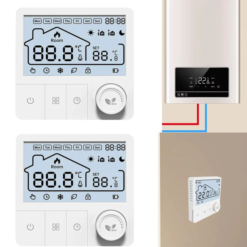 2 termostatos con cable, termostatos para calderas de gas, termostatos de pared para calderas. temperatura: de 5 a 70 °c.