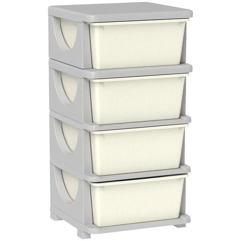 Organizador de juguetes homcom pp crema 37x37x76 cm