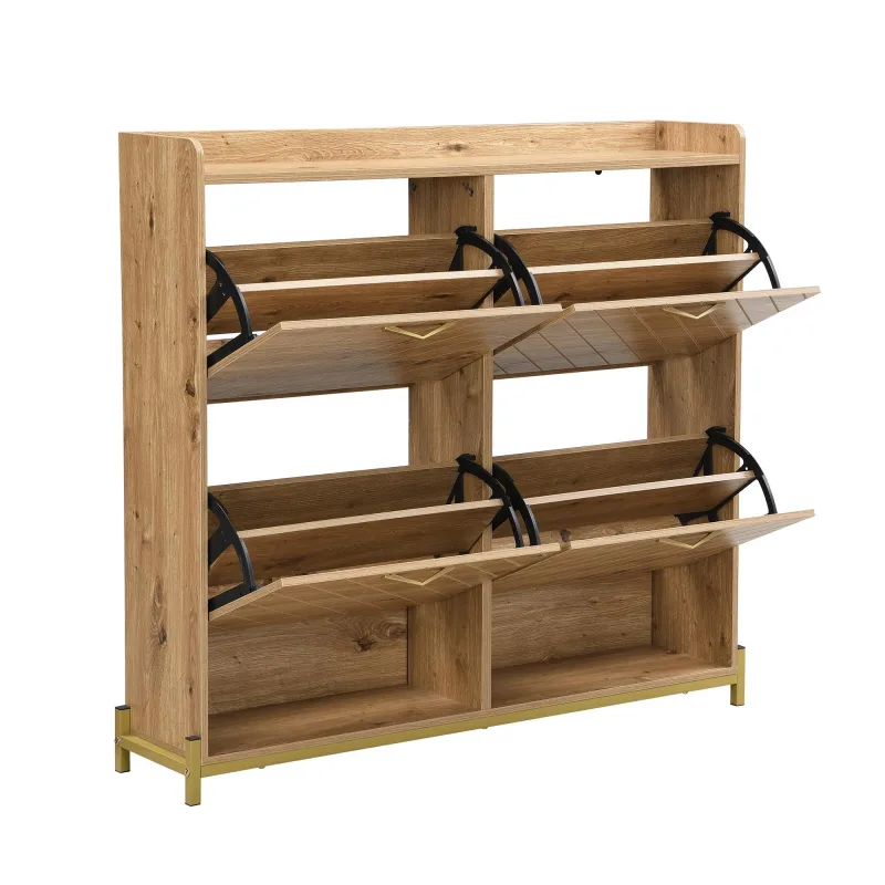 Parrot uncle armario zapatero de madera con 4 puertas, compacto, robusto y elegante para entrada o pasillo