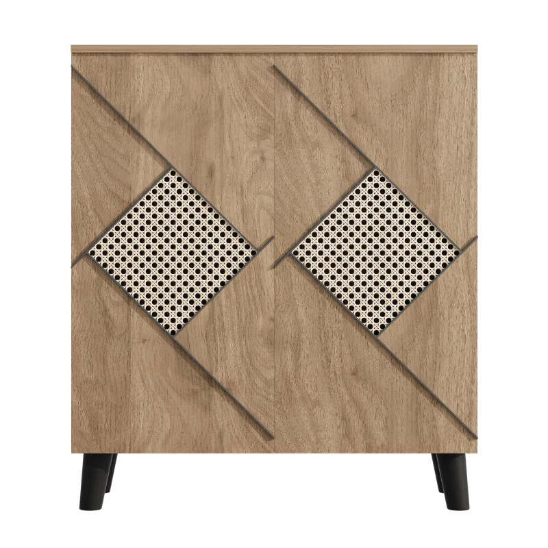 Parrot uncle armario zapatero moderno con patrón decorativo de ratán, 80x32x91 cm, con puertas cerradas y superficie de almacenamiento superior