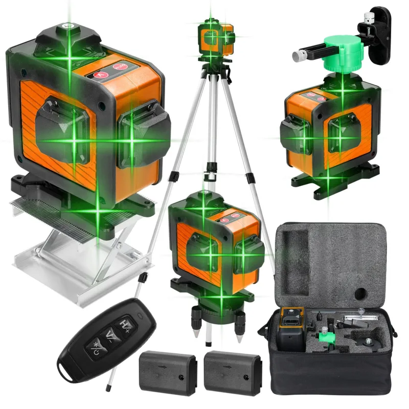 Nivel láser multifuncional de 16 líneas con función de autonivelación de 3°, herramienta de nivelación omnidireccional, línea adhesiva