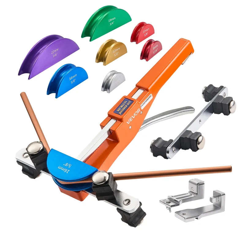 Dobladora tubos tipo ballesta vevor de 6-22 mm, con tubo delantero y trasero de cobre/aluminio para reparación de aire acondicionado y refrigeración