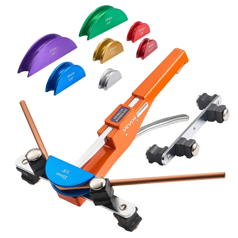 Dobladora tubos vevor 6-22 mm, compacta, cobre y aluminio, para reparación aire acondicionado y refrigeración, con 7 matrices de aleación de aluminio