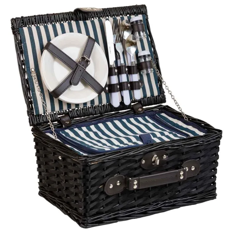 Cesta de picnic azul 38x26x19