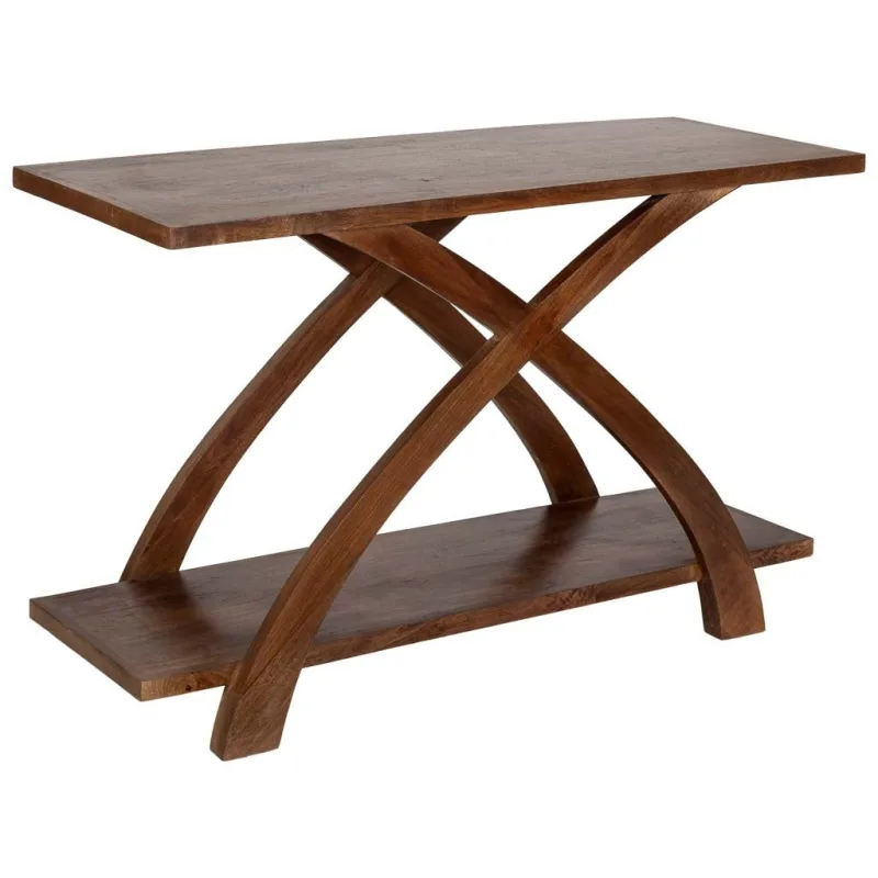 Recibidor de madera artesanal marrón 122x45x76h cm