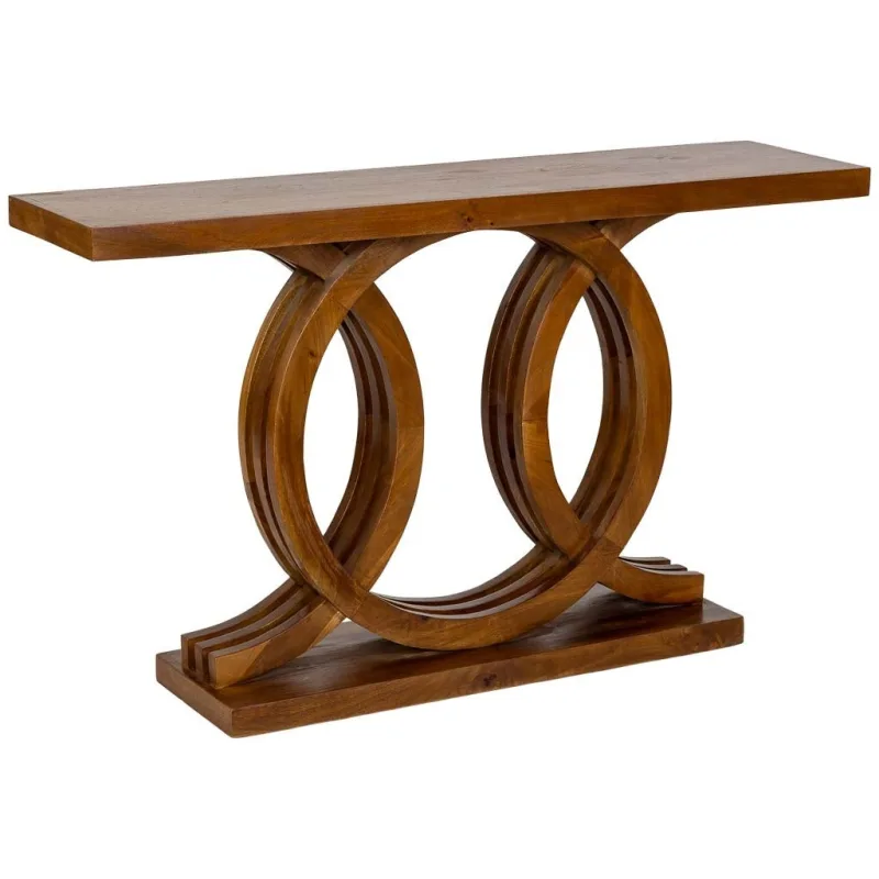 Recibidor de madera artesanal marrón 140x35x81h cm