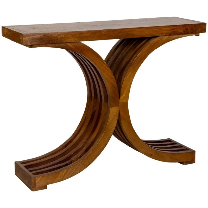 Recibidor de madera artesanal marrón 100x30x82h cm