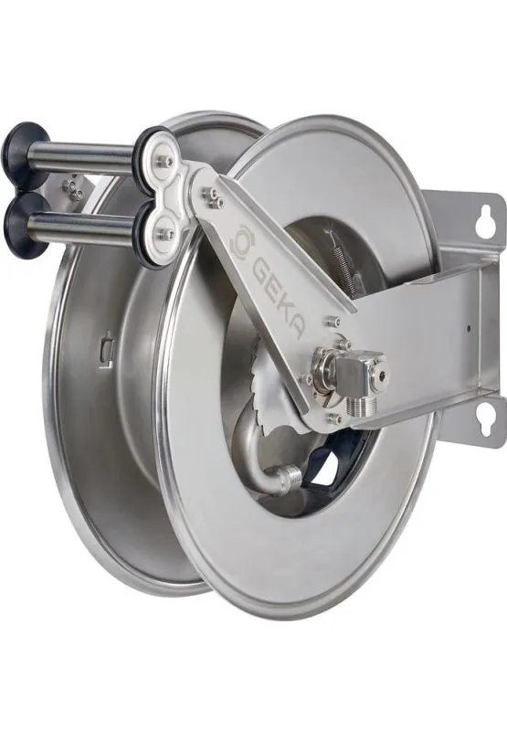 Geka plus 42.9040.9 automatic hose reel ea15, l x w x h 52 (including bracket) x 45 x 23.5, for 15 m 3/4 inch hoses or 25 m 1/2 inch, hose lifter