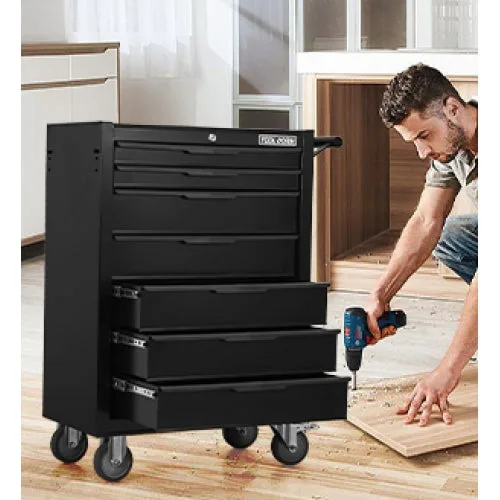 Carro de herramientas 24,2 con 7 cajones, ruedas, metálico y bloqueable para taller y garaje