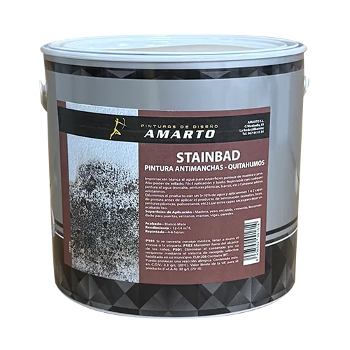 Pintura antimanchas quitahumos interior y exterior pared y techo base agua mate blanco lavable 14 l stainbad