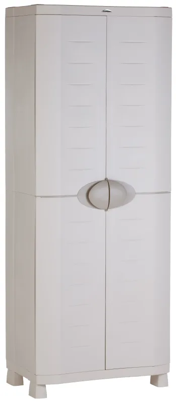 Armario escobero de resina space saver 70x184x45 cm color beige 2 puertas