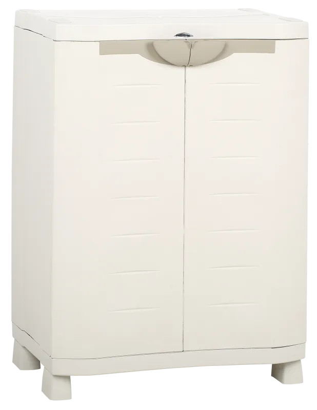 Armario bajo de resina space saver 70x100x45 cm color beige 2 puertas