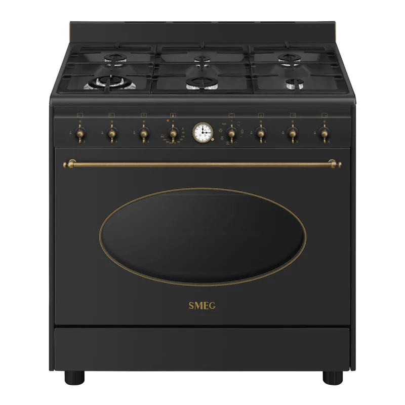 Smeg - Cocina compacta gas Smeg con 6 quemadores y 1 cavidad de horno eléctrico - CO90GMAN2.