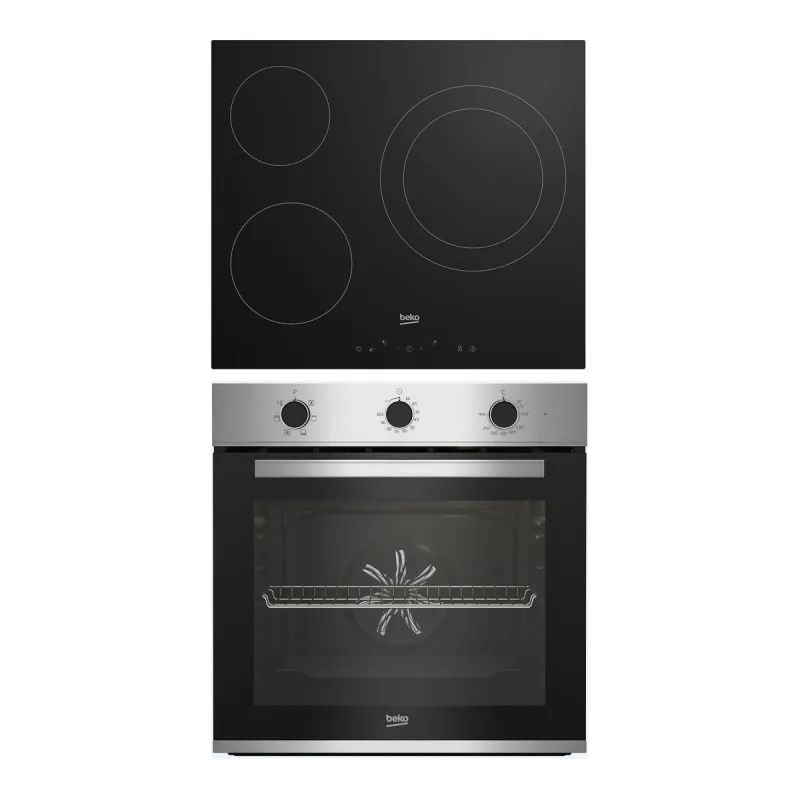 Beko - Conjunto de horno y placa vitrocerámica Beko BBSE12122XD con AeroPerfect.