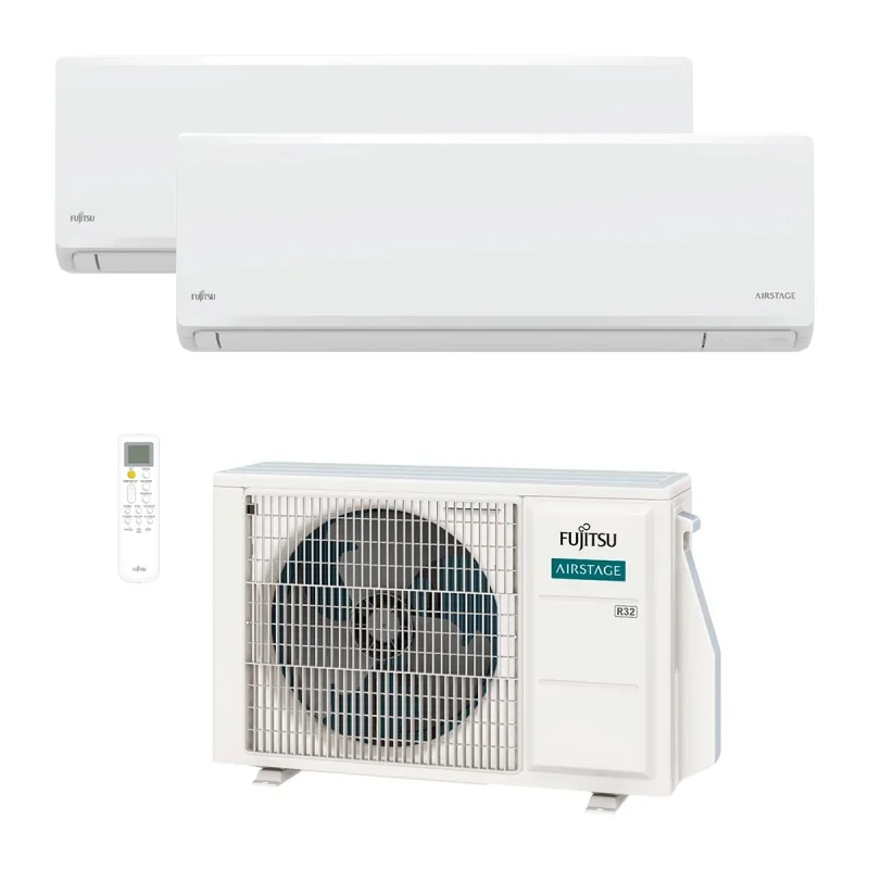Fujitsu - Aire acondicionado Multisplit 2x1 Fujitsu Inverter con 1.719 frig/h + 1.719 frig/h - ASY20U2MI-KN.