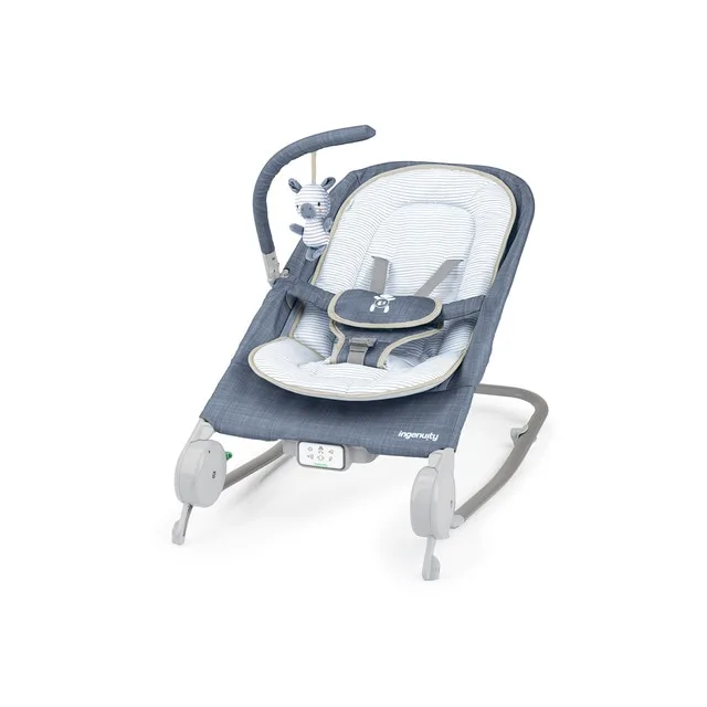 Ingenuity - Hamaca y mecedora + Ingenuity + Happy Belly Rock-to-Bounce Massage Seat - Chambray.