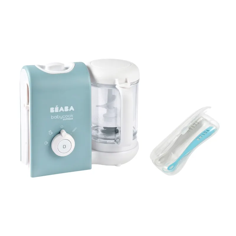 Béaba - Pack robot de cocina Béaba Babycook Express con lote de cucharas de silicona 1a edad.