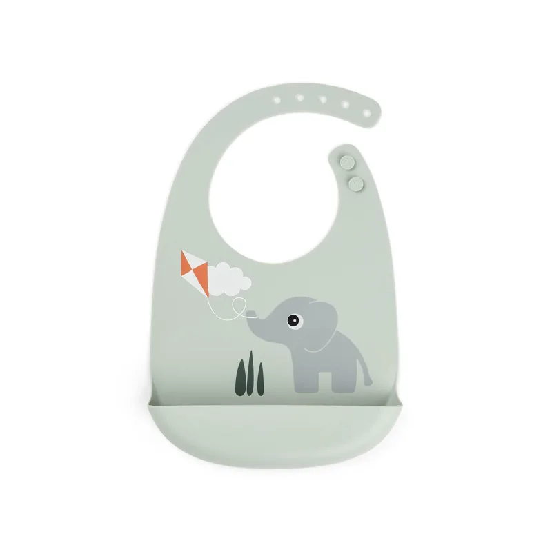 Done by Deer - Babero silicona Done by Deer con bolsillo recoge migas.