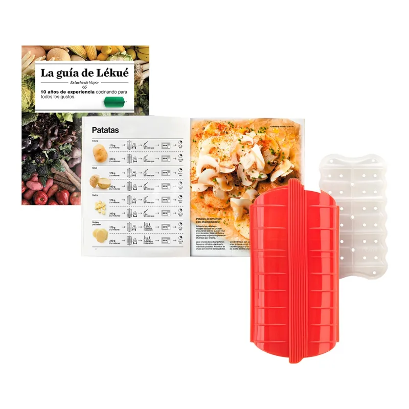 Lékué - Kit estuche de vapor 1-2 personas con bandeja Lékué + libro.