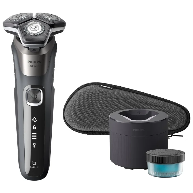 Philips - Afeitadora eléctrica Philips Serie 5000, máquina de afeitar hombre en seco y mojado, centro de limpieza.