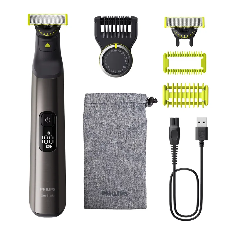 Philips - Maquinilla de afeitar Philips OneBlade Pro 360,cara y cuerpo en seco y mojado,barbero con peine guía de 20 longitudes, 120 min.
