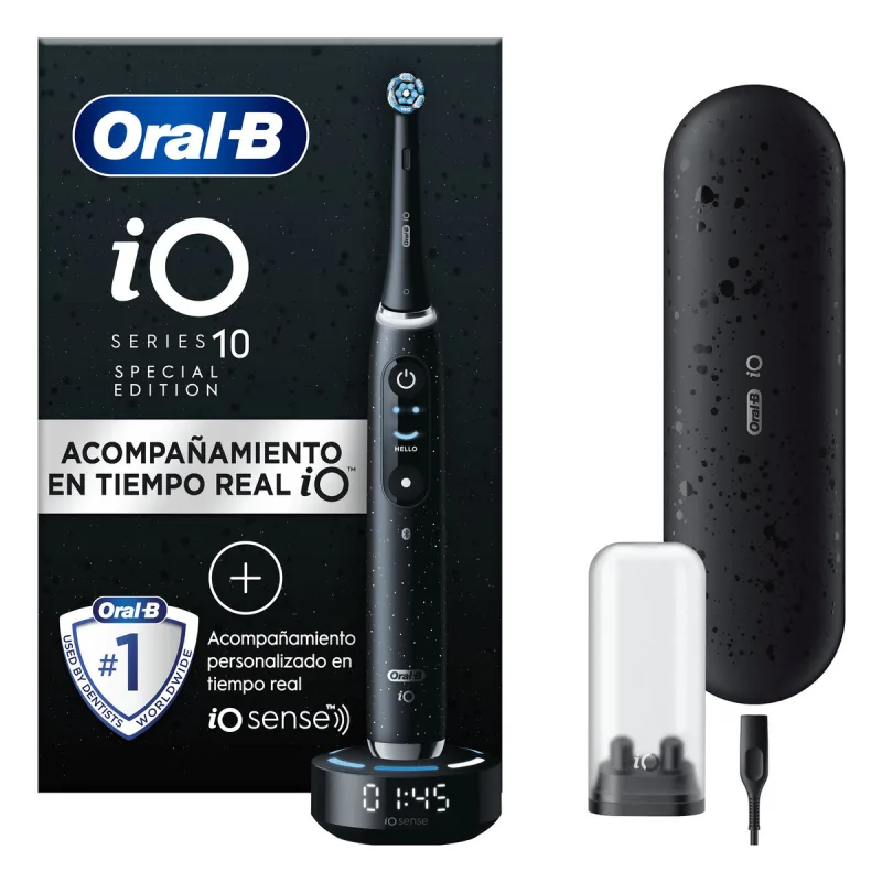 Oral b-Braun - Oral-B iO 10 Special Edition, Cepillo De Dientes Eléctrico Negro, 1 Cabezal, 1 Estuche Cargador De Viaje, Diseñado Por Braun, Diseñado Por Braun.