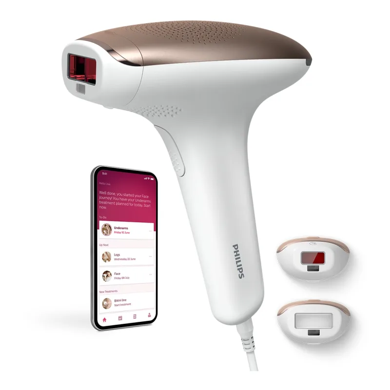 Philips - Depiladora IPL Philips Lumea Serie 7000, depilación permanente, luz pulsada, 2 cabezales, cara y cuerpo.