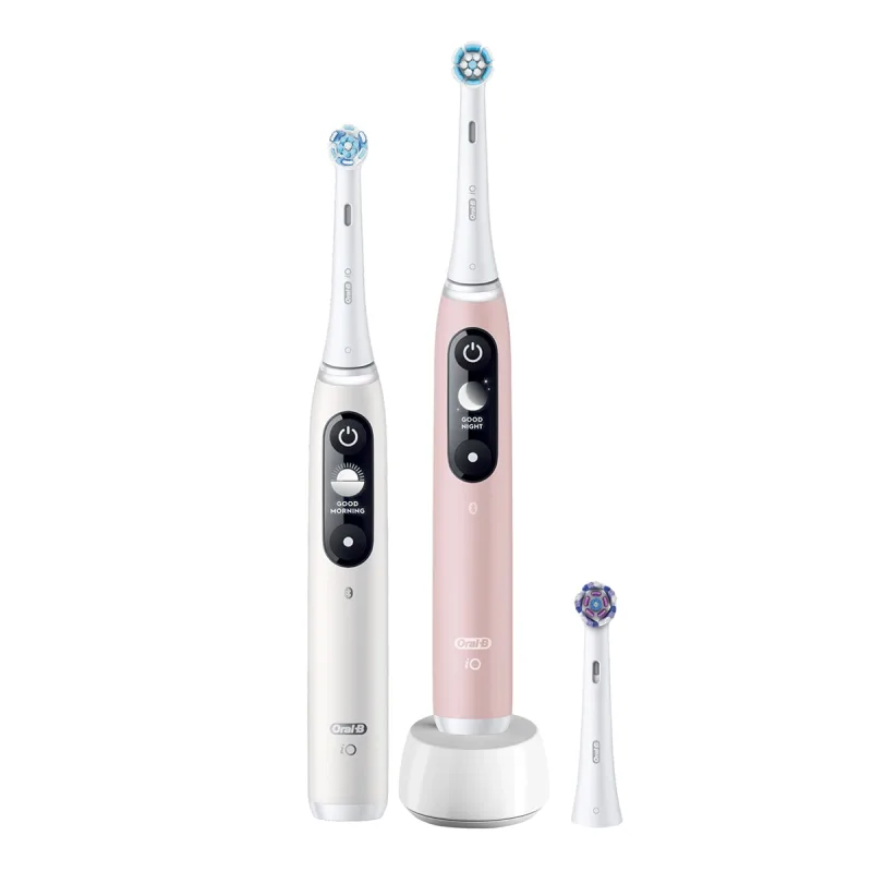 Oral b-Braun - Pack 2 cepillos de dientes eléctricos Oral-B iO 6 con pantalla y 3 cabezales de recambio.