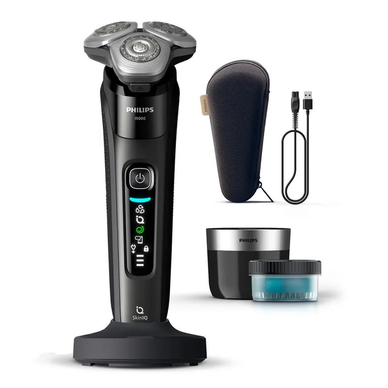 Philips - Afeitadora eléctrica Philips i9000, máquina de afeitar hombre en seco y mojado, centro de limpieza, base carga.