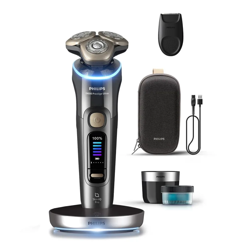 Philips - Afeitadora eléctrica Philips i9000 Prestige Ultra, máquina de afeitar hombre en seco y mojado, 5 modos de afeitado, centro de limpieza.