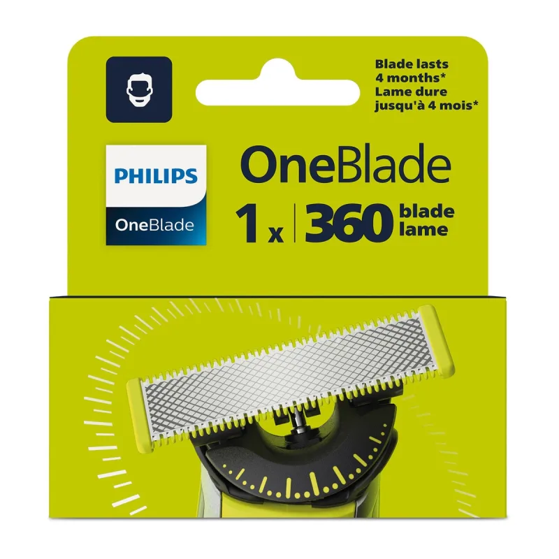 Philips - Recambio cuchilla flexible 360 Philips OneBlade, 1 unidad.