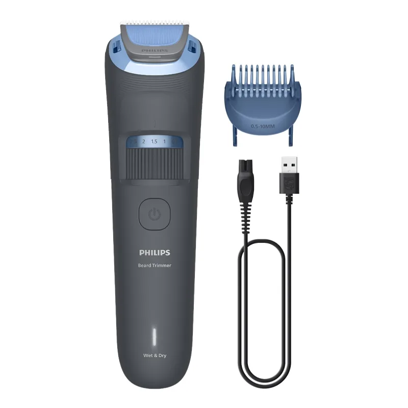 Philips - Barbero Philips Series 3000, recortadora de barba, 20 posiciones de longitud, 60 min autonomía.