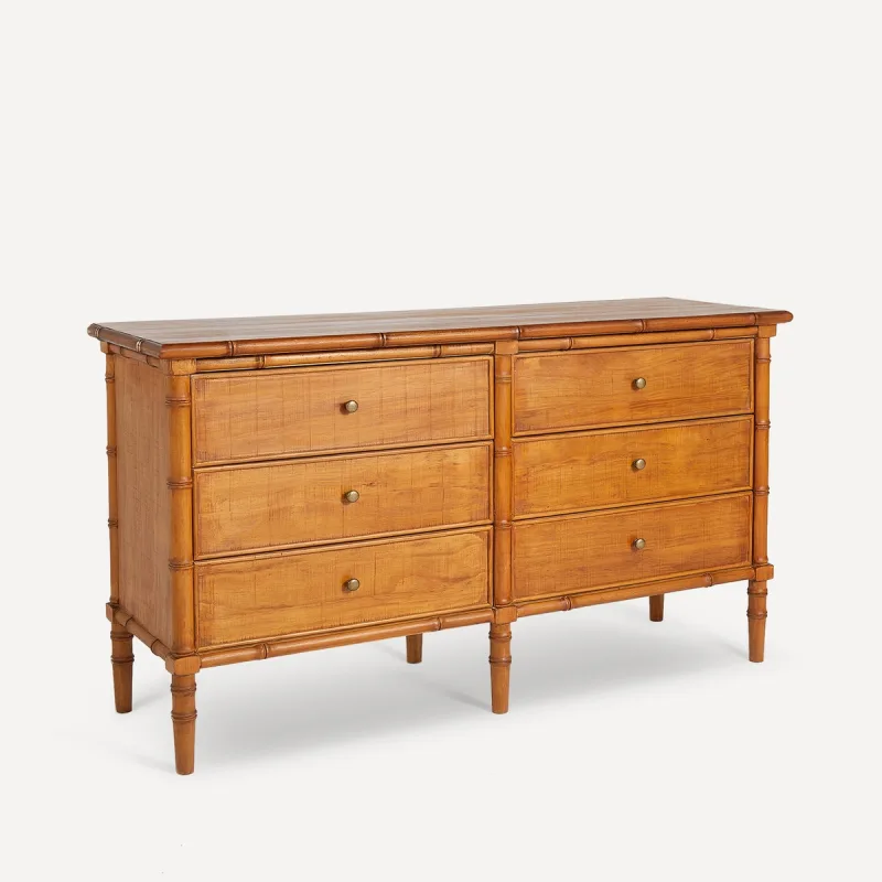 El Corte Inglés - Cómoda de madera de pino con 6 cajones Bamboo El Corte Inglés.