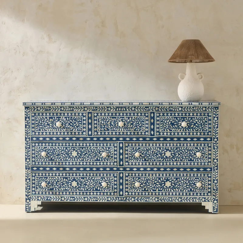 El Corte Inglés - Cómoda de madera y hueso con 7 cajones Kerala El Corte Inglés.