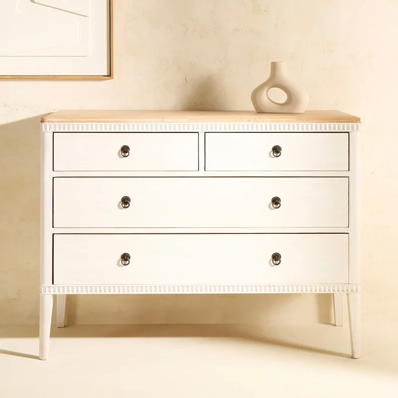 El Corte Inglés - Cómoda de madera de pino reciclado con 4 cajones Amelia El Corte Inglés...