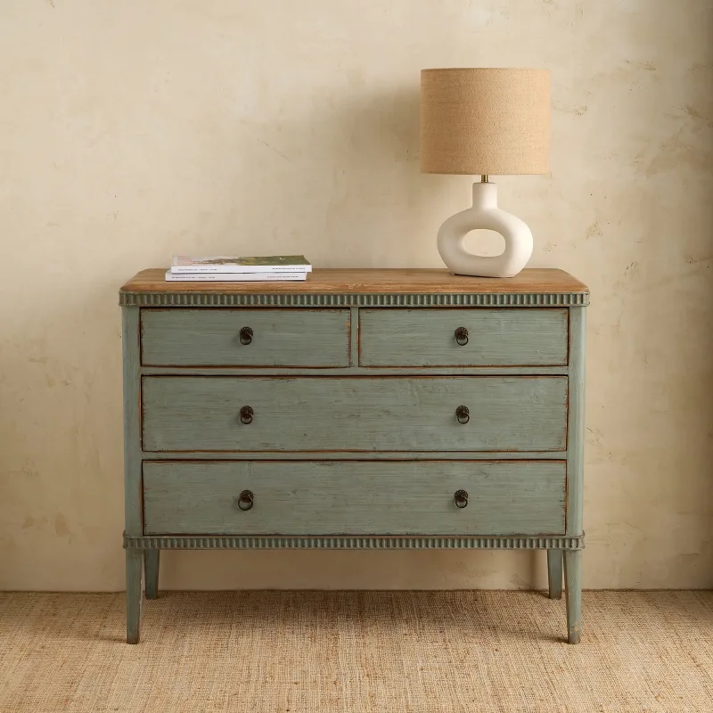 El Corte Inglés - Cómoda de madera de pino reciclado con 4 cajones Amelia El Corte Inglés...