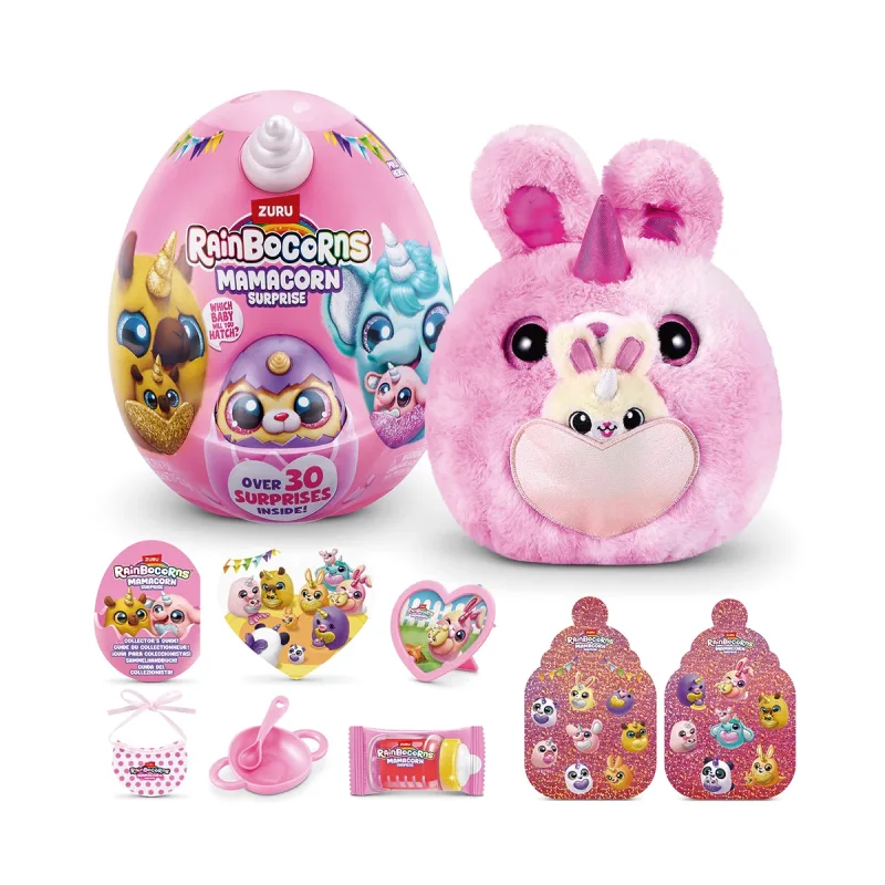 Zuru - Peluche en huevo sorpresa Mamacorn y su bebé Rainbocorns modelos surtidos.