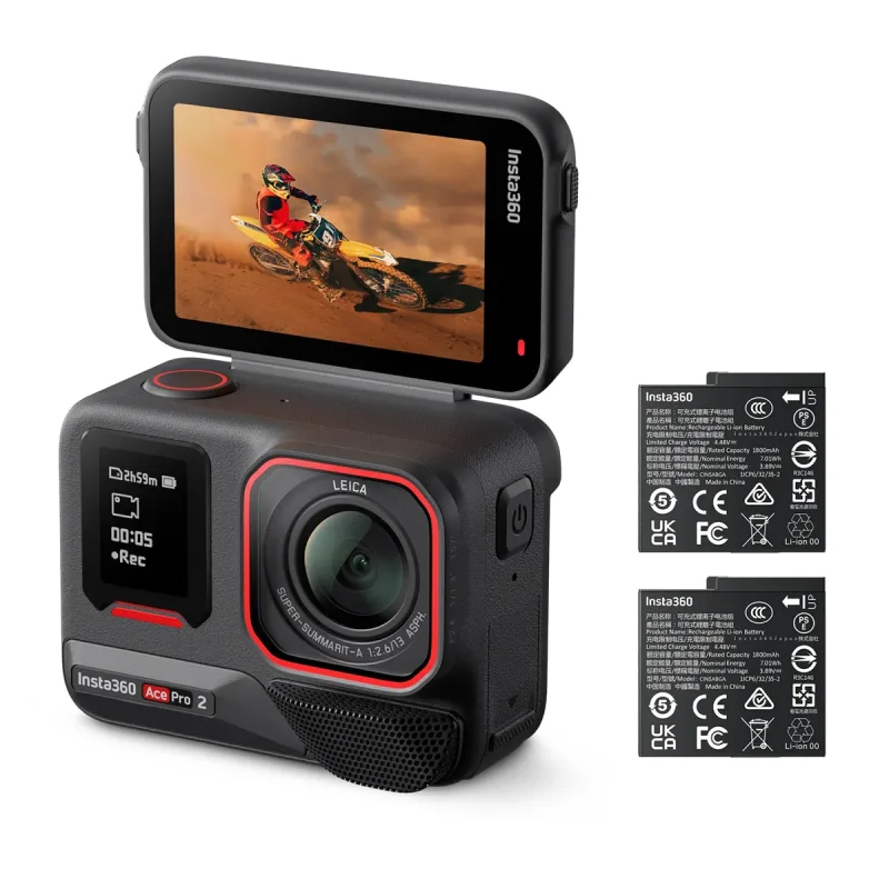 INSTA360 - Cámara de acción Insta360 Ace Pro 2 con doble batería.