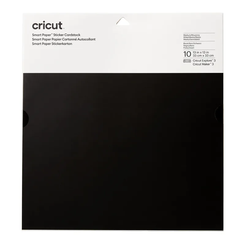 Cricut - Cartulina Smart Adhesiva 33x33cm 10 unidades (Negro).
