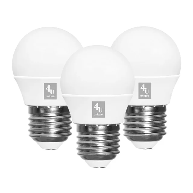 4Unique - Pack 3 bombillas LED SMD Esférica E27 4 W 470 lm 3000 K 450215A 4UNIQUE.