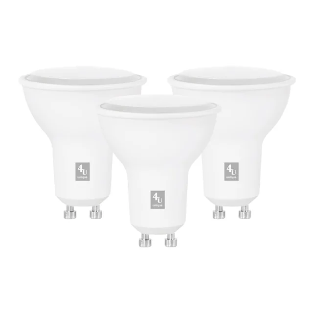 4Unique - Pack 3 bombillas LED GU10 cálida 5,5 W 500 lm 3000 K 450229A 4UNIQUE.