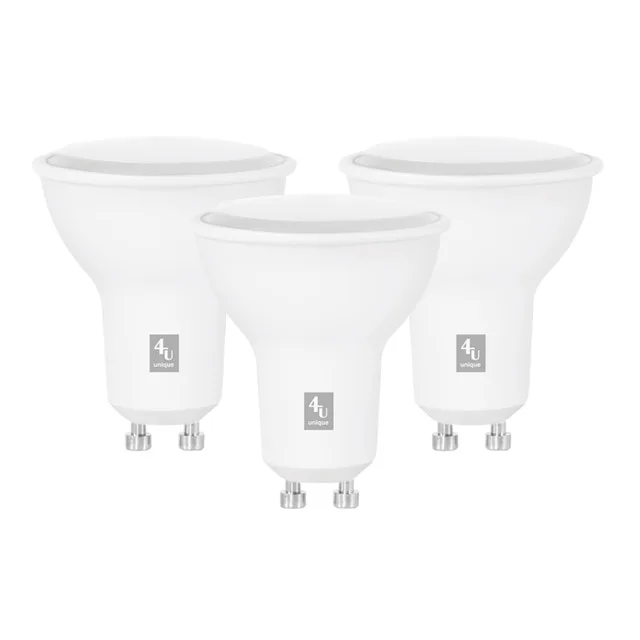 4Unique - Pack 3 bombillas LED GU10 neutras 5,5 W 500 lm 4000 K 450230A 4UNIQUE.