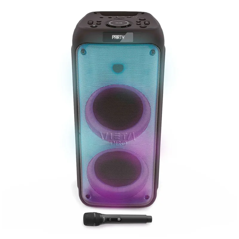Vieta Pro - Altavoz portátil Vieta Pro Party 110, 150W, hasta 10 h de batería, Bluetooth 5.3, luces LED, Auracast y micrófono.