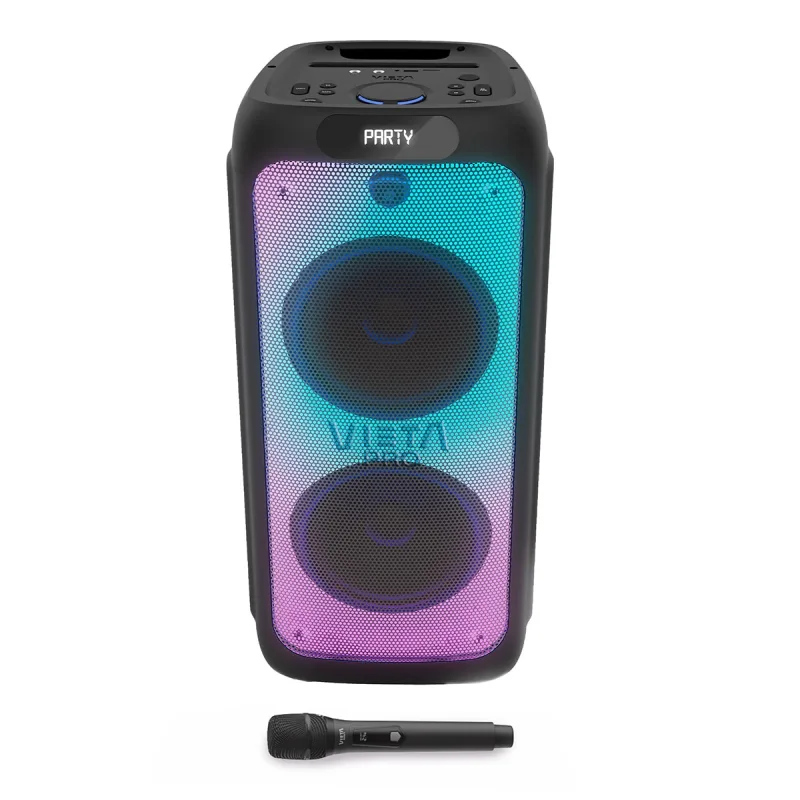 Vieta Pro - Altavoz portátil Vieta Pro Party 220, 500W, hasta 9 h. de batería, Bluetooth 5.3, luces LED, radio FM, Auracast y micrófono.