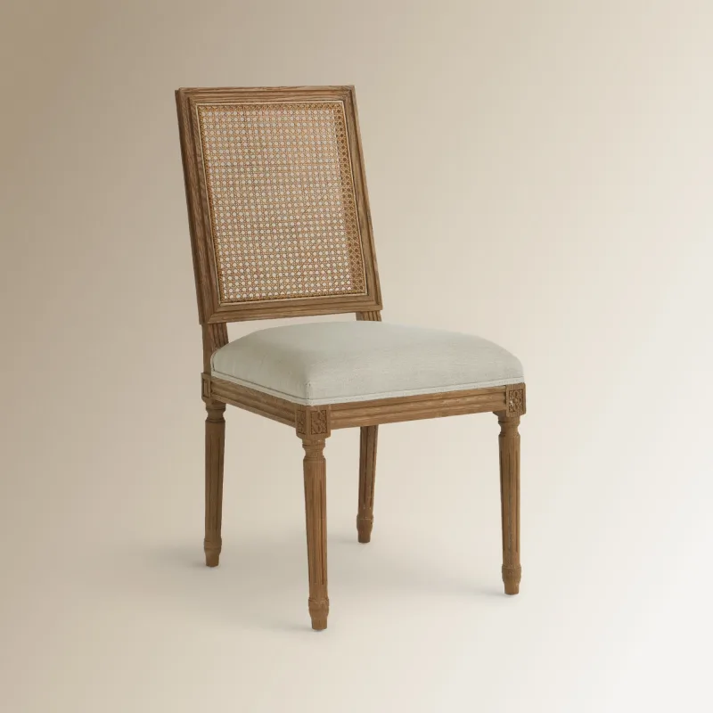 El Corte Inglés - Silla de madera de roble tapizada en lino Fulham.