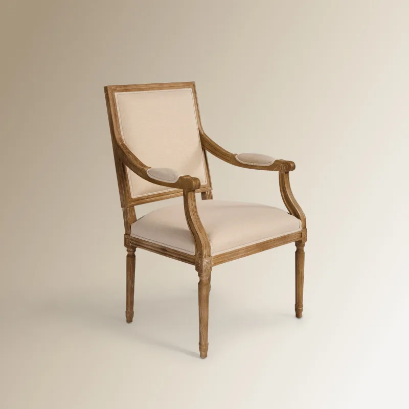 El Corte Inglés - Sillón de madera de roble tapizada en lino Fulham.